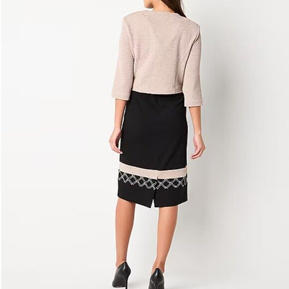 Maya Brooke Almond Black 2 Piece Jacket Dress Set 24W Formal Wedding Church NWT - Picture 2 of 13